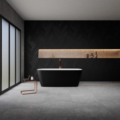 Akmens masės vonia Vayer Volans 150x72 cm, apvalintais kampais, juoda 4