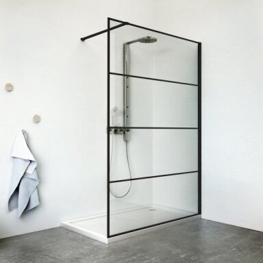 Dušo sienutė Philly Loft Horizon/1200, rėmas juodas matinis, stiklas skaidrus