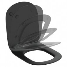 Ideal Standard TESI sėdynė su plonu Soft close dangčiu (THIN), lengvai nuimama, matinė juoda