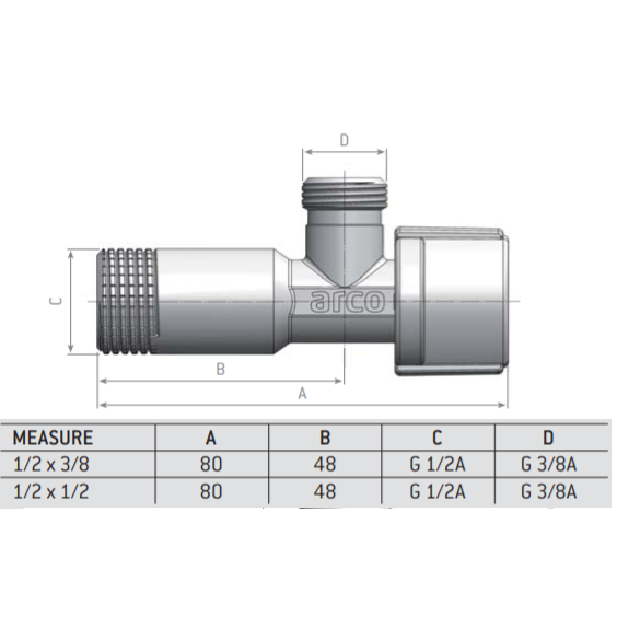 Kampinis ventilis išorinis sriegis 1/2" x 1/2" 1 Kampinis ventilis išorinis sriegis 1/2" x 1/2" 1