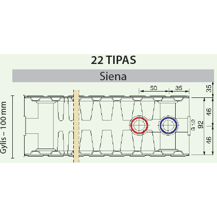 Plieninis radiatorius Galant UNI 22UNI-2-1400, universalus prijungimas 1