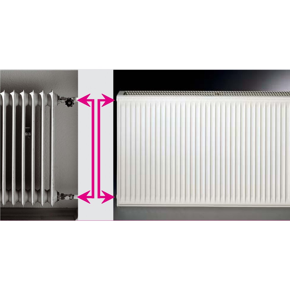 Renovacinis plieninis radiatorius HM 22C-AT-55-1400, prijungimas šoninis Renovacinis plieninis radiatorius HM 22C-AT-55-1400, prijungimas šoninis