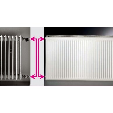 Renovacinis plieninis radiatorius HM 33C-AT-55-1000, prijungimas universalus Renovacinis plieninis radiatorius HM 33C-AT-55-1000, prijungimas universalus