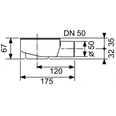 Sifonas dušo latakui, montavimo H 95 mm; DN50; pralaidumas 0,73 l/s 1