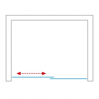 Slankiojančios dušo durys KID2/1500, profilis blizgus, stiklas skaidrus 2