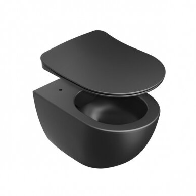 Unitazo dangtis – juoda sėdynė Uni Chrome Flat 3