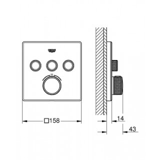 Virštinkinė termostatinio maišytuvo dalis Grohtherm SmartControl, 3 valdikliai, baltas 1